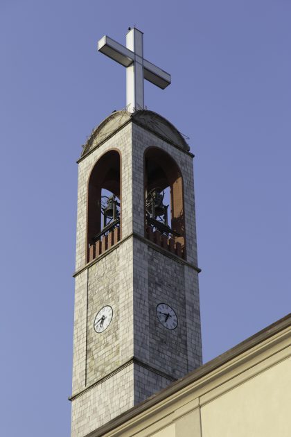 Campanile Convento OFM - Scutari - Albania. Il campanile francescano è il più alto di Scutari, superando la torre più alta della moschea vicina di 4 metri.